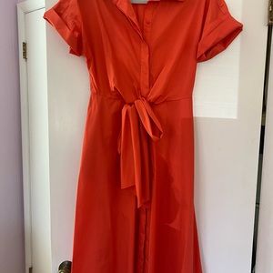 Ralph Lauren Light Tomato Red Midi Dress (almost coral color)